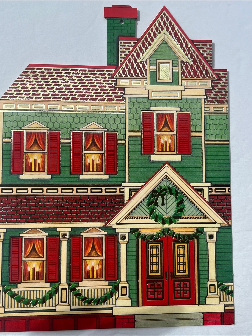 Holiday Greeting Card
 Green & Red Victorian House